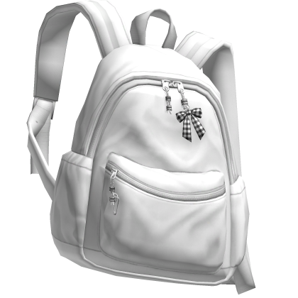 White Canvas Backpack with Gingham Bow [3.0] 