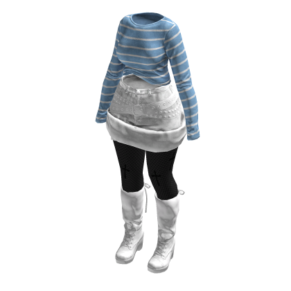 Dark Y2K Striped Sweater Gothic Tights (BlueWhite)