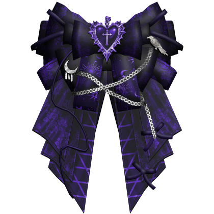 Purple Emo Gothic Heart Hair Bow Ribbon Roblox item