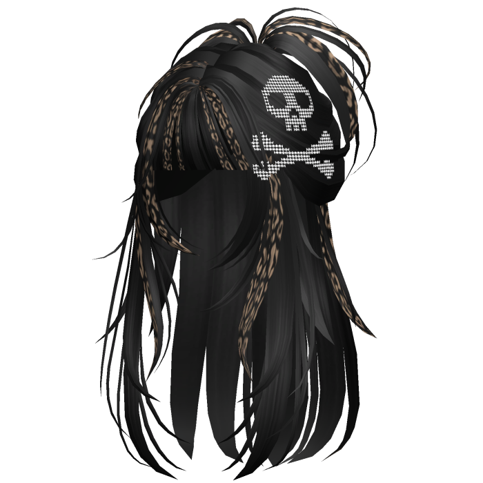 Skull Spikey Emo Half Up Black/Leopard