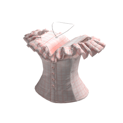 Plaid Off Shoulder Ruffle Corset (Pink)