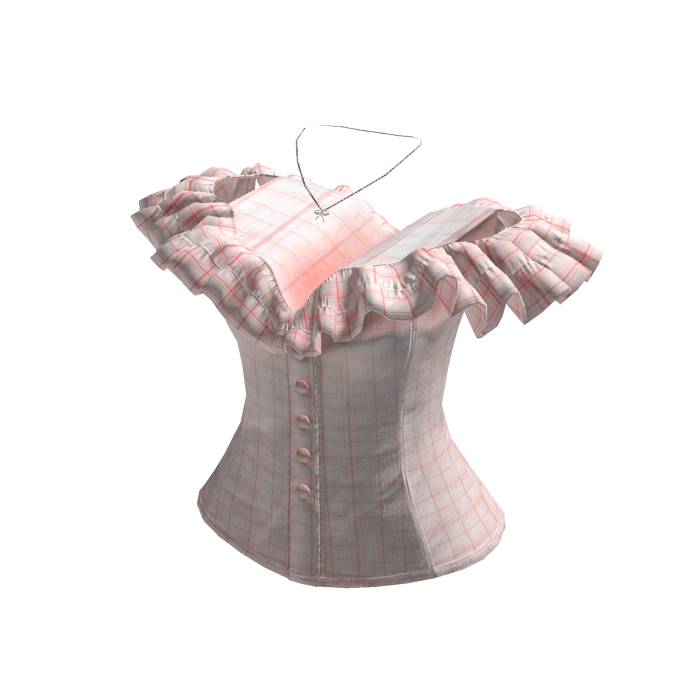 Plaid Off Shoulder Ruffle Corset (Pink)
