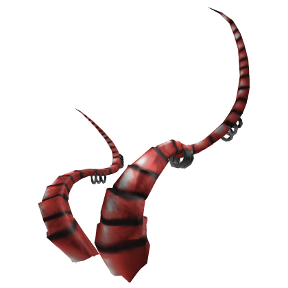 Big Curved Dragon Demon Horns w/ Rings - Red Roblox item