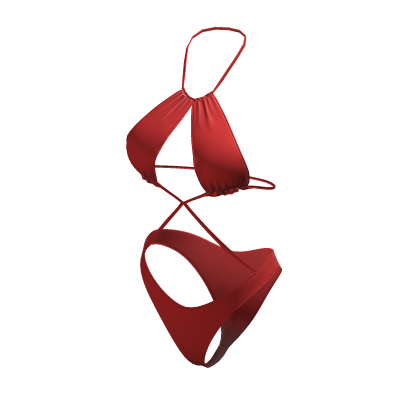 Y2K Strappy Criss Cross Bikini Set In Red thumbnail
