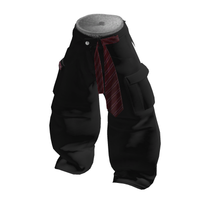 💗Y2K OVERSIZED ASYMMETRIC CARGO PANTS_BLACK thumbnail