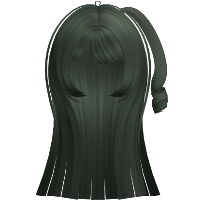 Long Straight Hair w/ Side Pigtail (Dark Green) Roblox item