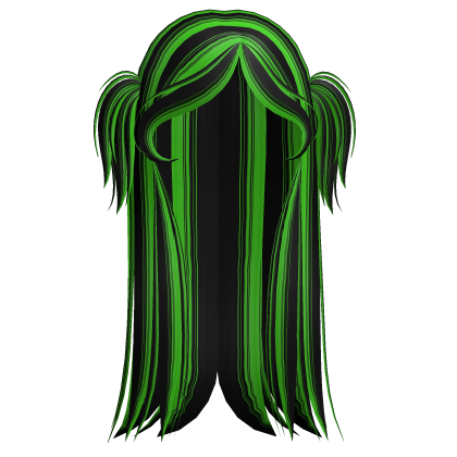 Scene Punk Hair w/ Emo Pigtails  (Green & Black) Roblox item