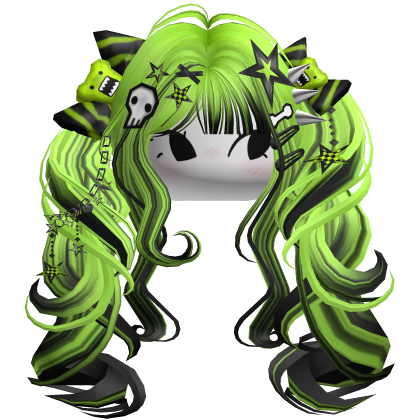 ♡ Scene Fluffy Gyaru Pigtails (Neon Green)