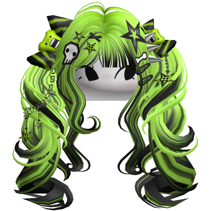 ♡ Scene Fluffy Gyaru Pigtails (Neon Green)