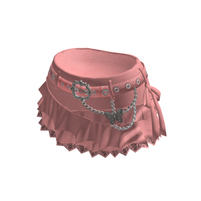 Coquette Ruffle Shorts w/ Bow & Chain (Pink)