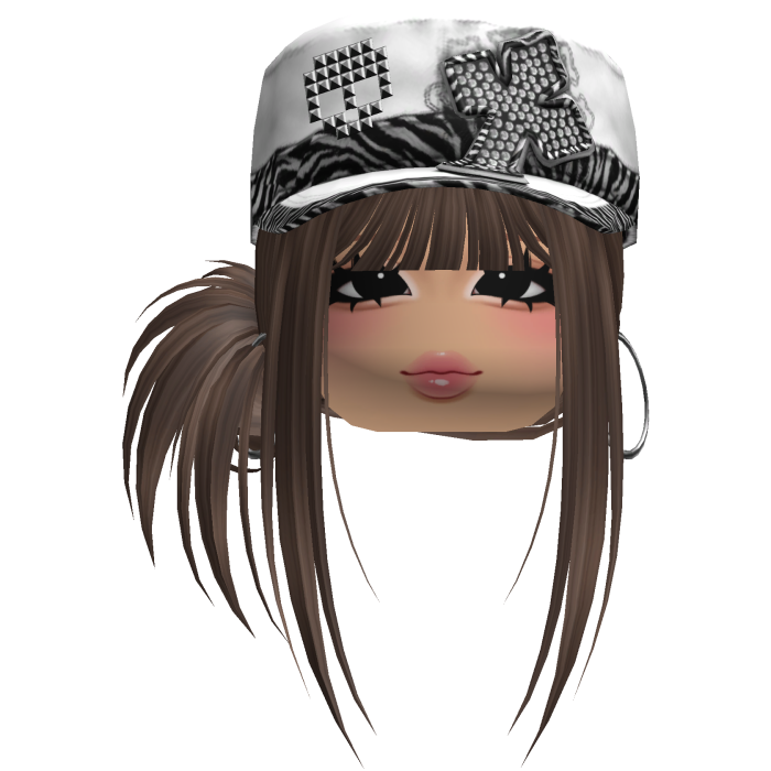 Gyaru Side Bun Hair w/ Zebra Cap & Earrings
