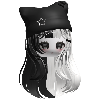 Black&White Cute Kawaii Hair w/ Beanie Roblox item
