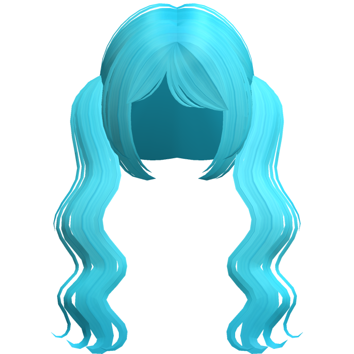 Wavy Long Cute Pigtails Moe Cyan