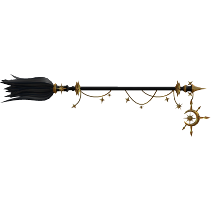 Celestial Halloween Witch Broom - Black/Gold