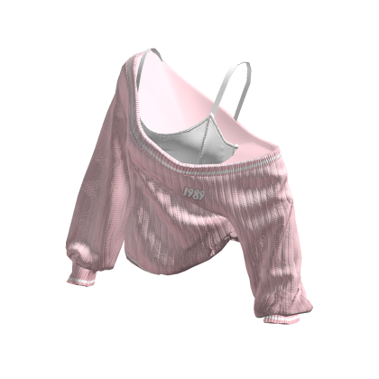 Cozy Baggy 1989 Popstar Sweater (Pink&White) thumbnail