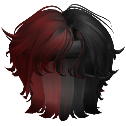 Headband Wavy Middle Part Boy Hair (Black & Red) Roblox item