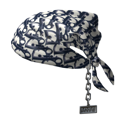 Tied Dior Designer Bandana Hat with Chain  Roblox item