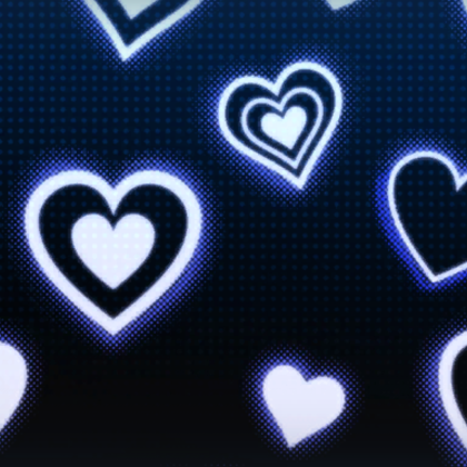 Blue Neon Glowing Hearts
