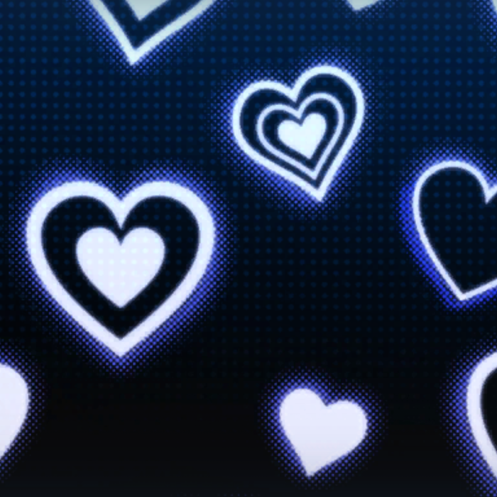 Blue Neon Glowing Hearts