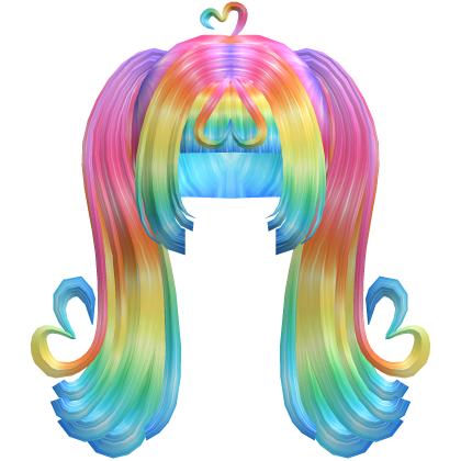 Curled Doll Swirl Heart Pigtails in Rainbow