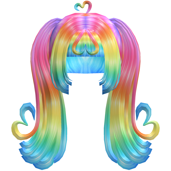 Curled Doll Swirl Heart Pigtails in Rainbow