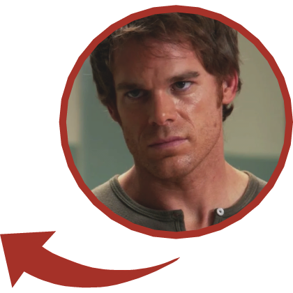 Dexter Red Meme Circle Sign
