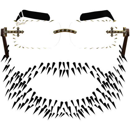 Black Stubble Beard w Clear GOLD Carter Shades V2 Roblox item
