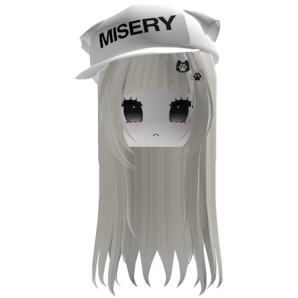 Kawaii Girl Gamer Blonde Hair w/ White Cat Cap Roblox item