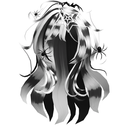 White & Black Messy Scene Spider Halloween Hair Roblox item