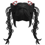 Black Hair w Heart Clips