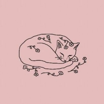 *Cat drawing W: Flowers*