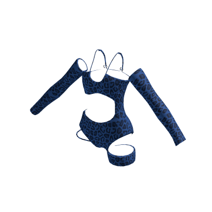 Y2K Cut Out Jumpsuit Blue Leopard