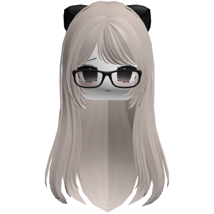 Cute anime ash blonde hair moe face glasses