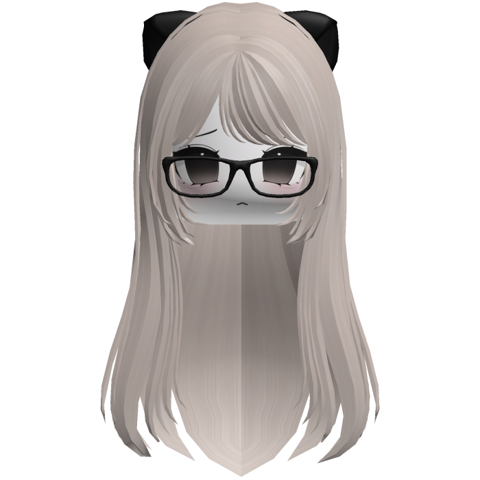 Cute anime ash blonde hair moe face glasses