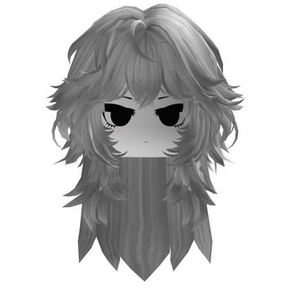 White Messy Anime Girl Hair w/ Emo Cute Face Roblox item