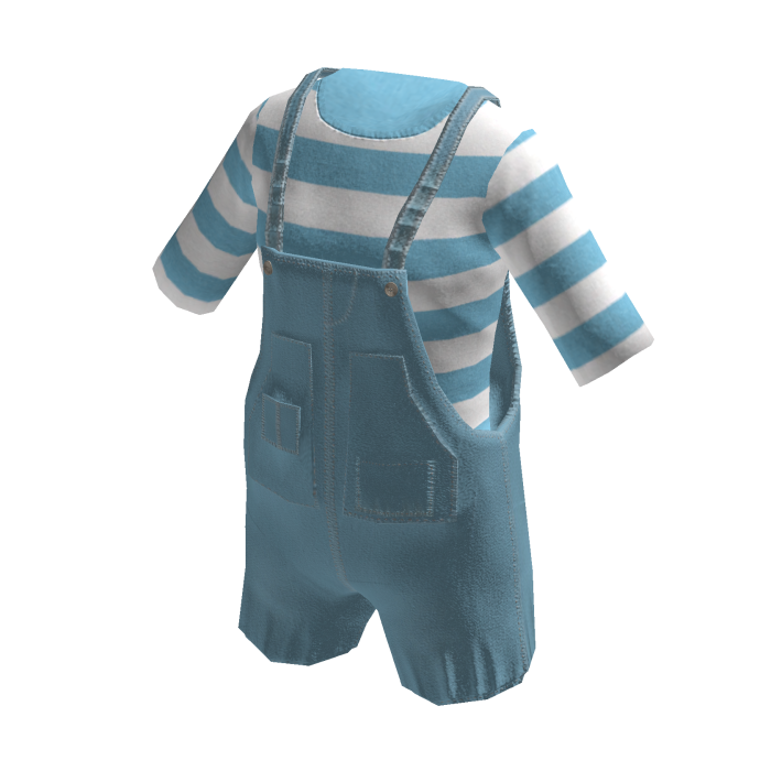 overall blue striped short