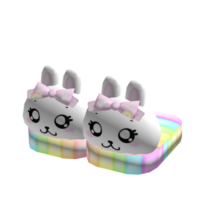 Kawaii Rainbow Happy Bunny Slippers (3.0) thumbnail