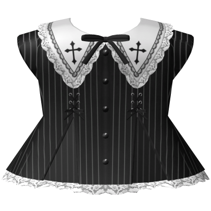 gothic cross doll victorian striped dress in black