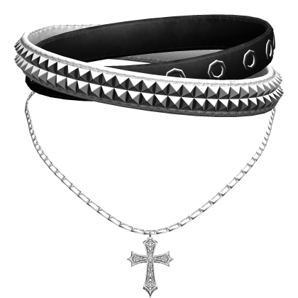 Emo White/Black Studded Belt Choker Roblox item