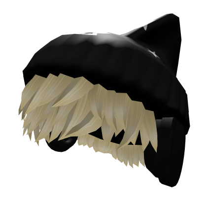 Messy Blonde Hair w/ Black Cat Beanie Roblox item
