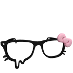 Low Droopy Kitty Glasses w/ Pink Bow in Black