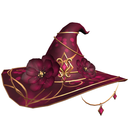 Enchanted whimsy Petal Witch Hat - Magenta/Gold Roblox item