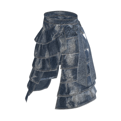 Blue Washed Denim Y2K Layered Ruffle Pants [PBR]