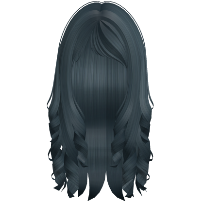 long curly wavy popular emo haircut bangs blue Roblox item