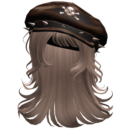 ♡ Goth Layered Emo Hair w/ Beret (Milktea Brown) Roblox item
