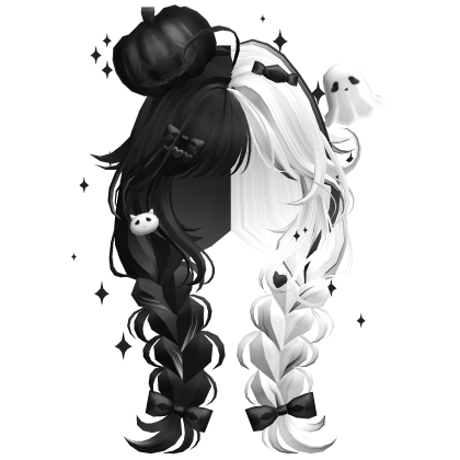 Halloween Cute Pumpkin Braids (Black&White) Roblox item