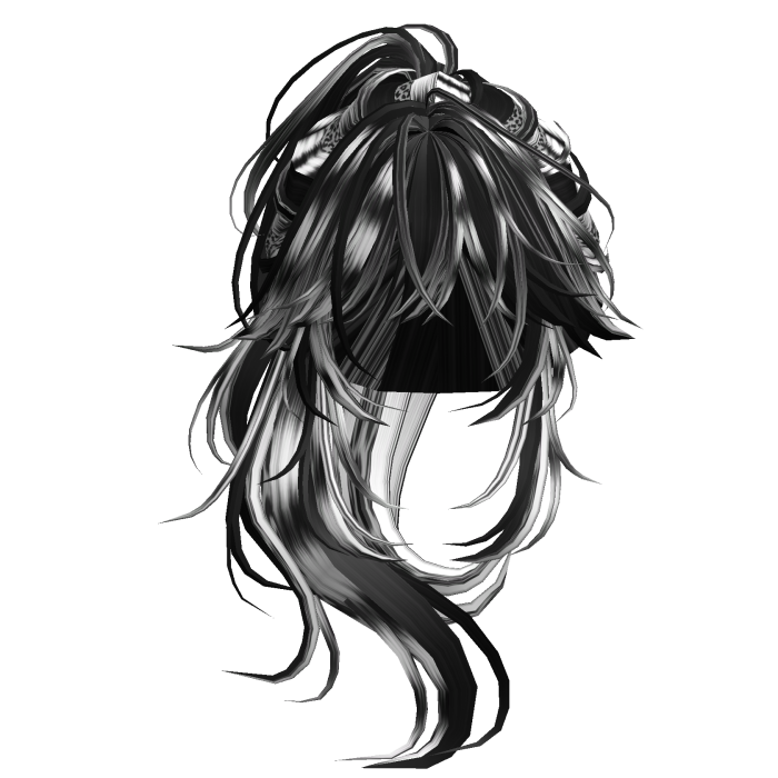 Wolfcut Anime Layered Ponytail White Stripes