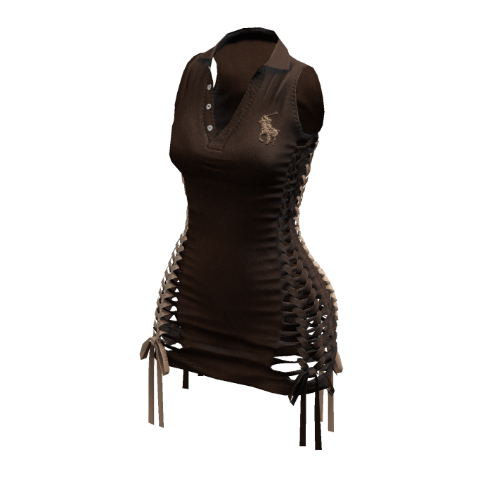 Braided Cutout Sleeveless Polo (Brownie)