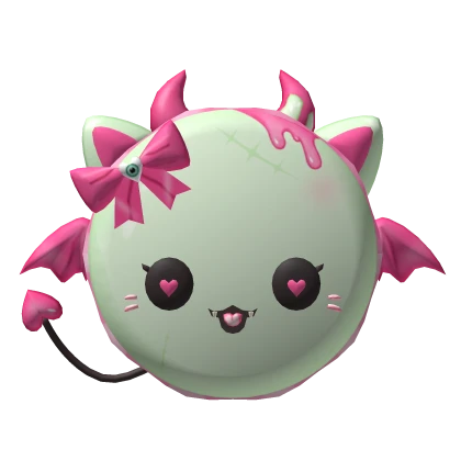 ZMBCD7] Cute Devil Cat Macaron Bag - Zombie Green | Roblox Item