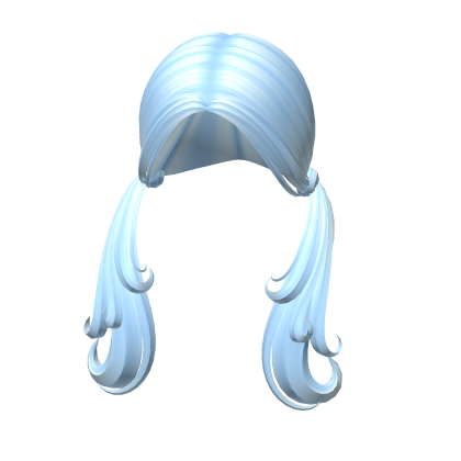 -',ৎ Shaggy Curtain Bang Pigtails in Soft Blue